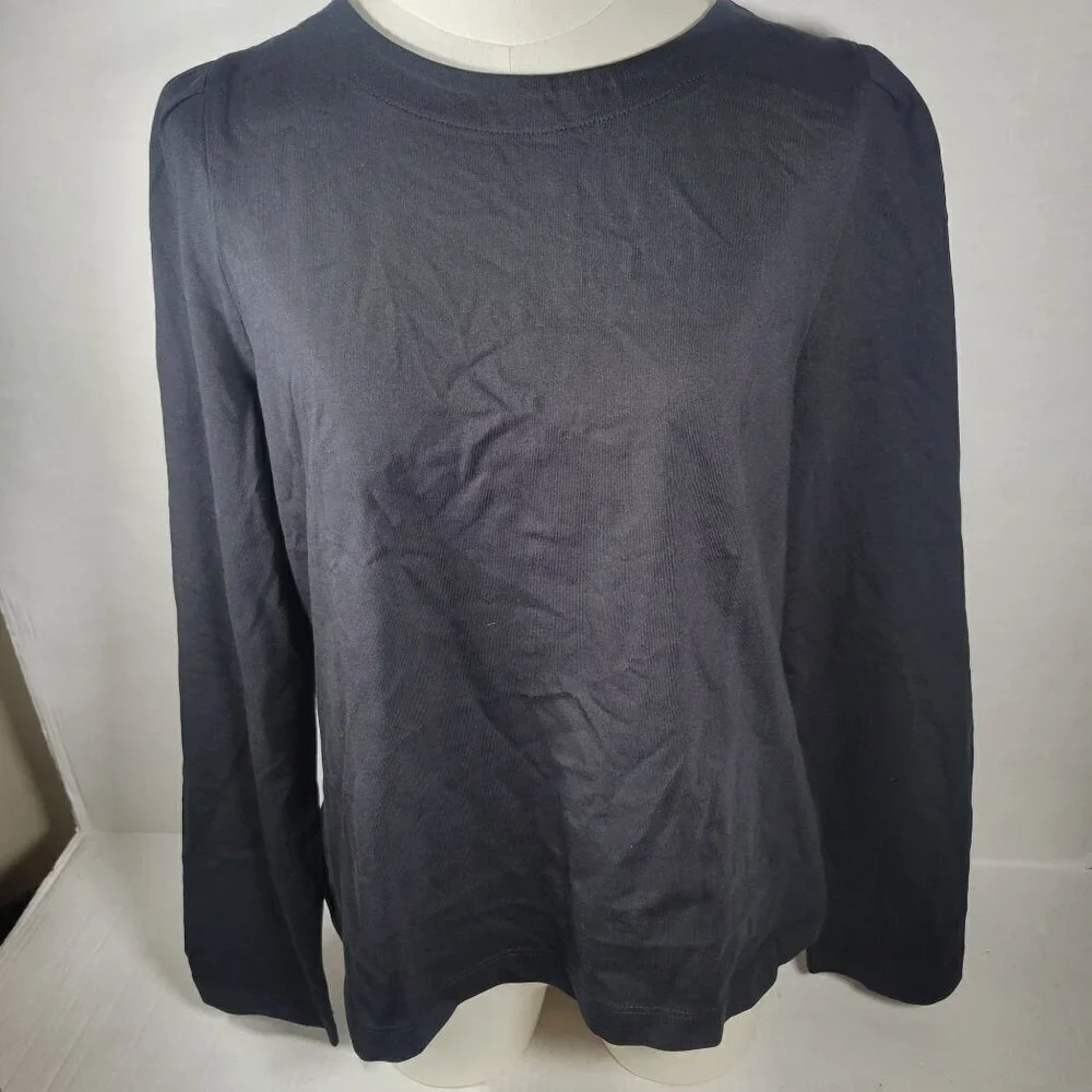 J.Crew Puff Sleeve Button Back Long Sleeve Cotton Top Size M